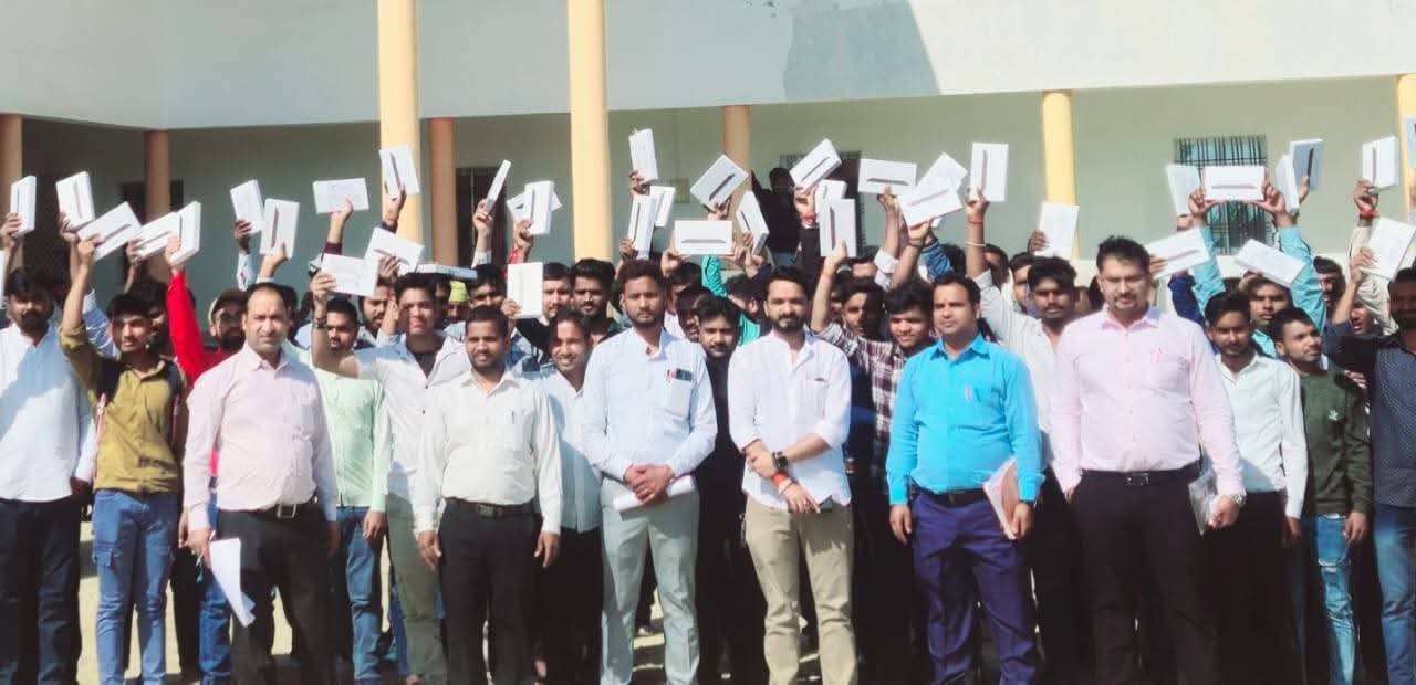 Students and faculty at placement drive